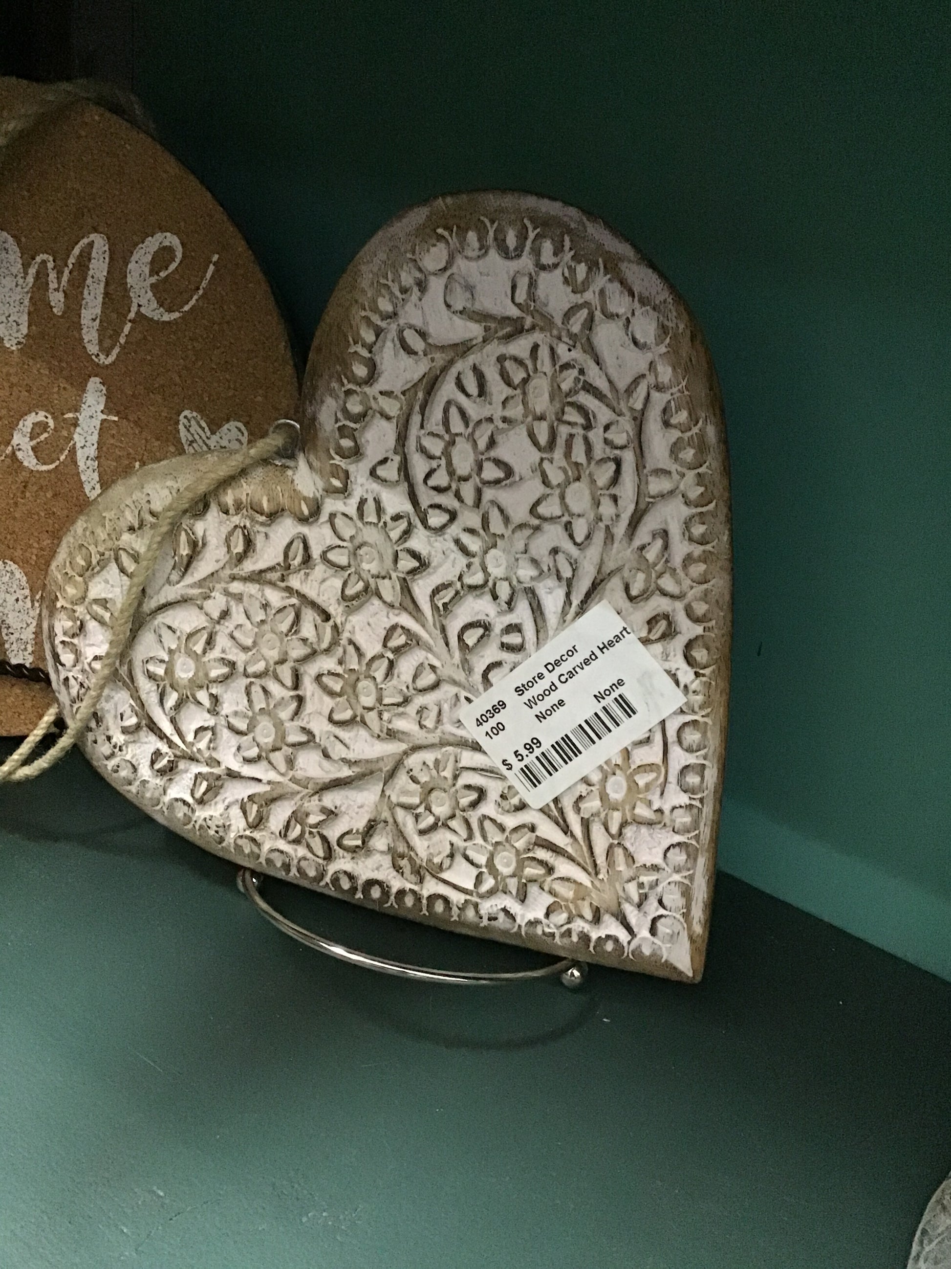 Wood carved heart