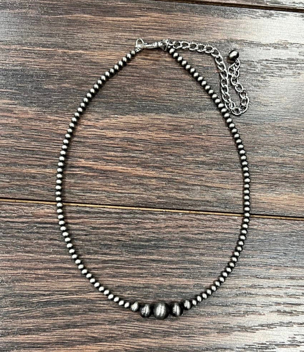Faux 15" Silver Bead Necklace