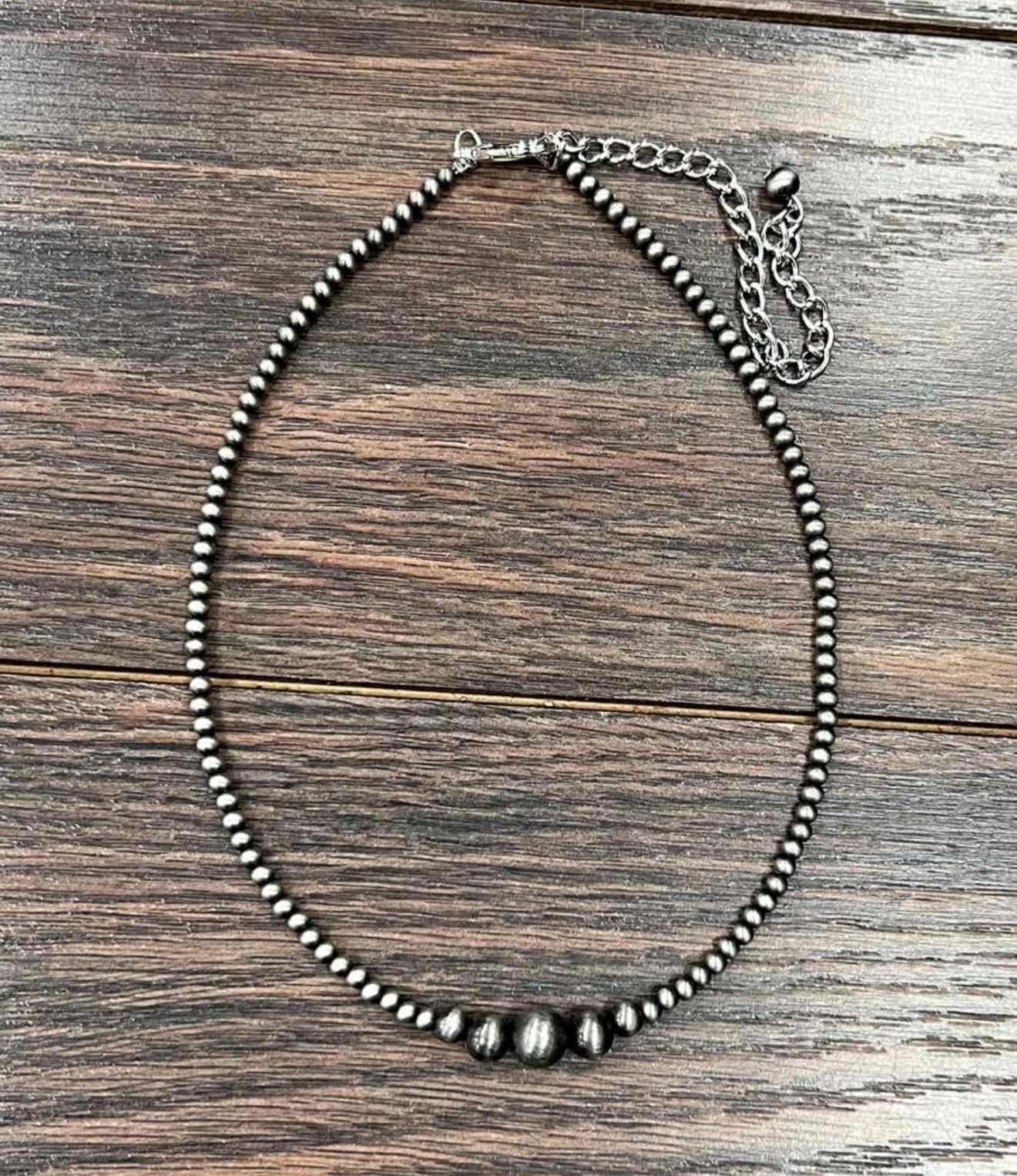 Faux 15" Silver Bead Necklace