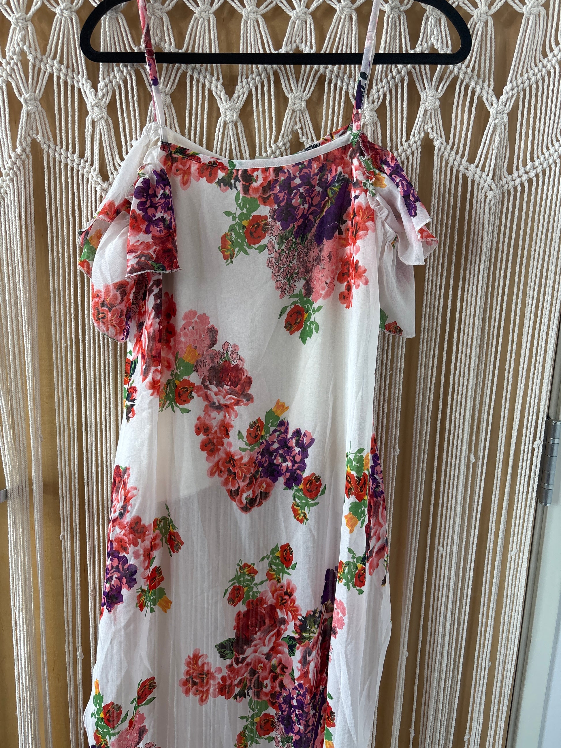 Ivory floral hi-low top