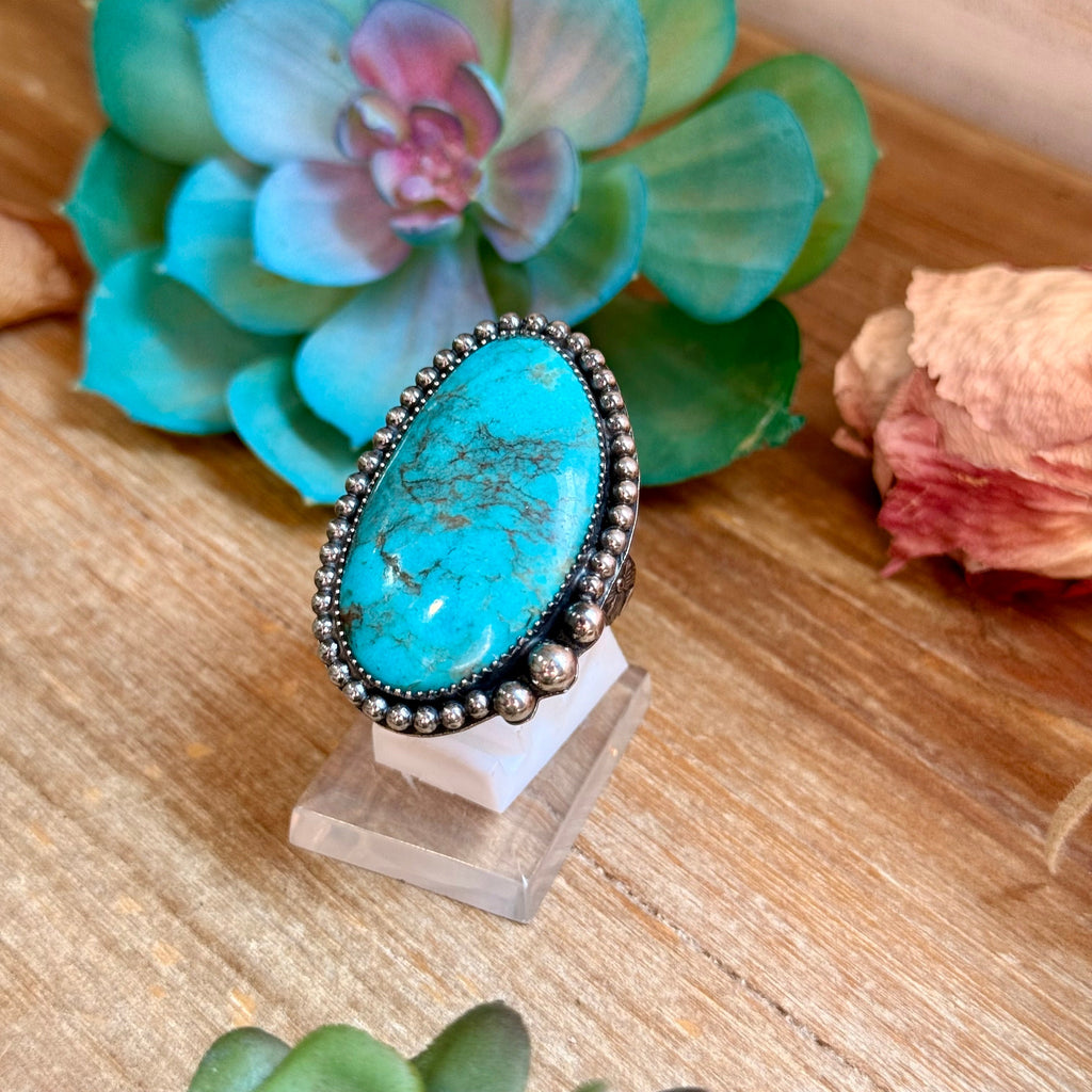 MJ Blue Turquoise Adjustable Ring