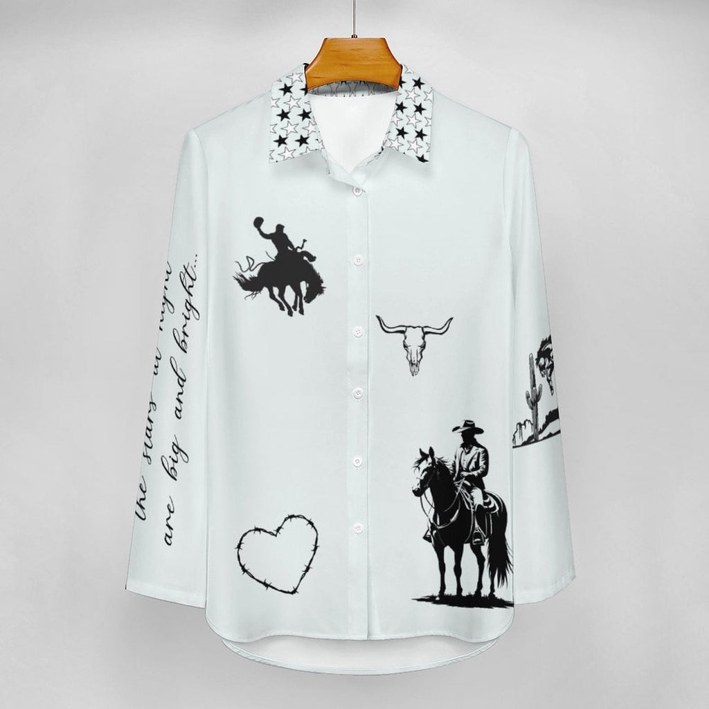 Baha Ranch Deep in the Heart of Texas Graphic Button Up Western Blouse