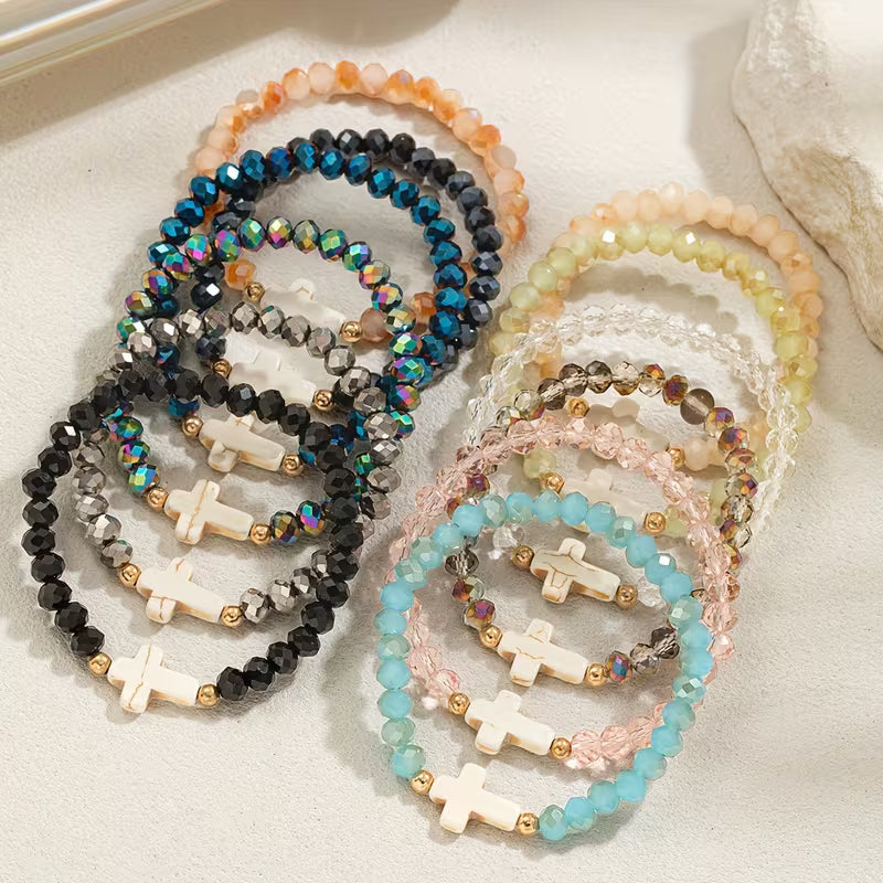Resin Crystal Cross Bracelet