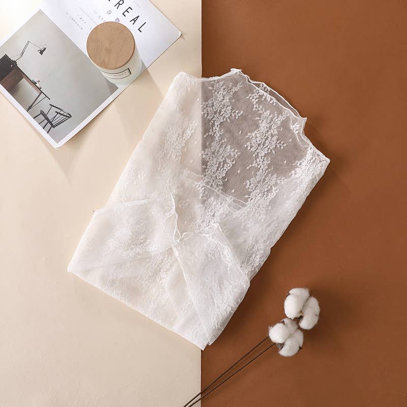 Floral Lace Sheer Mesh Layering see through Top