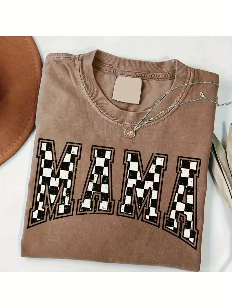 MAMA check brn Tee