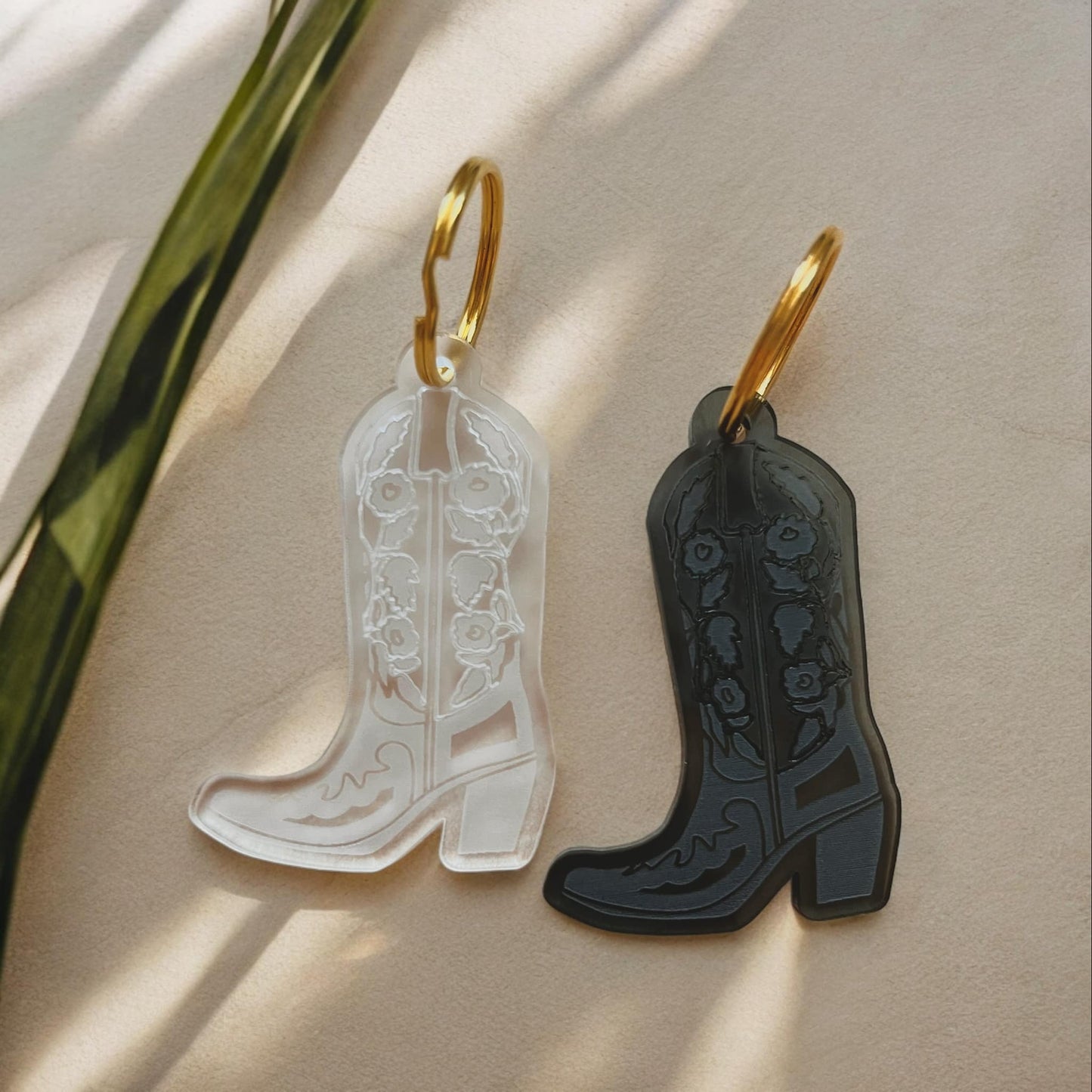 Floral Rose Cowboy Boot Western Keychain Jewelry