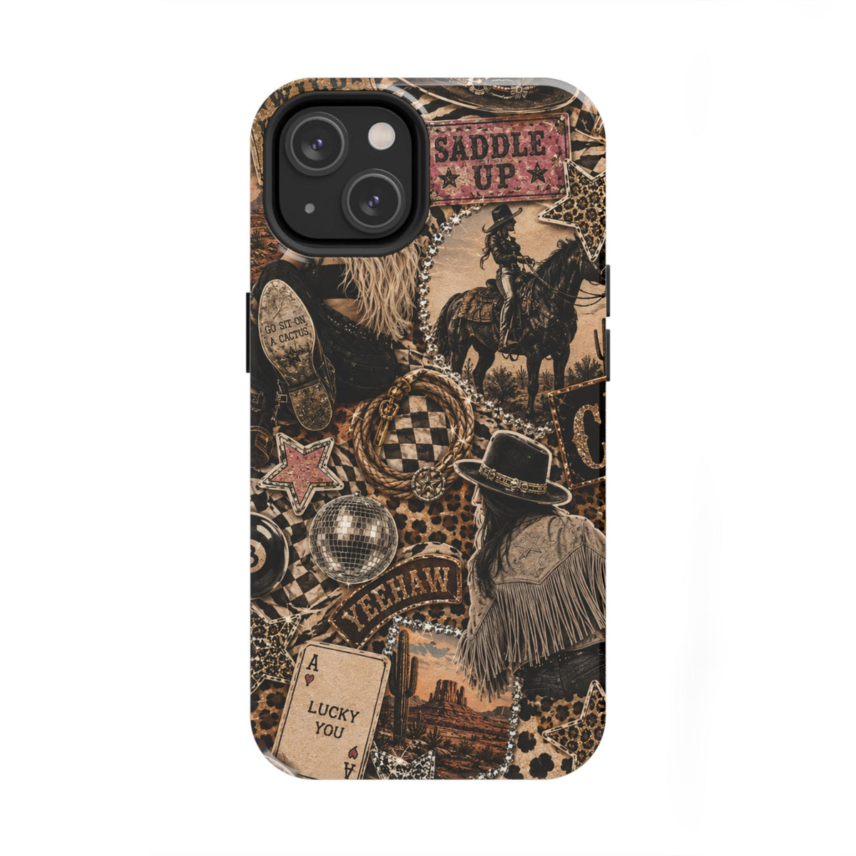 Western Collage Tough Phone Case — Cowboy Rodeo Lucky You Design
