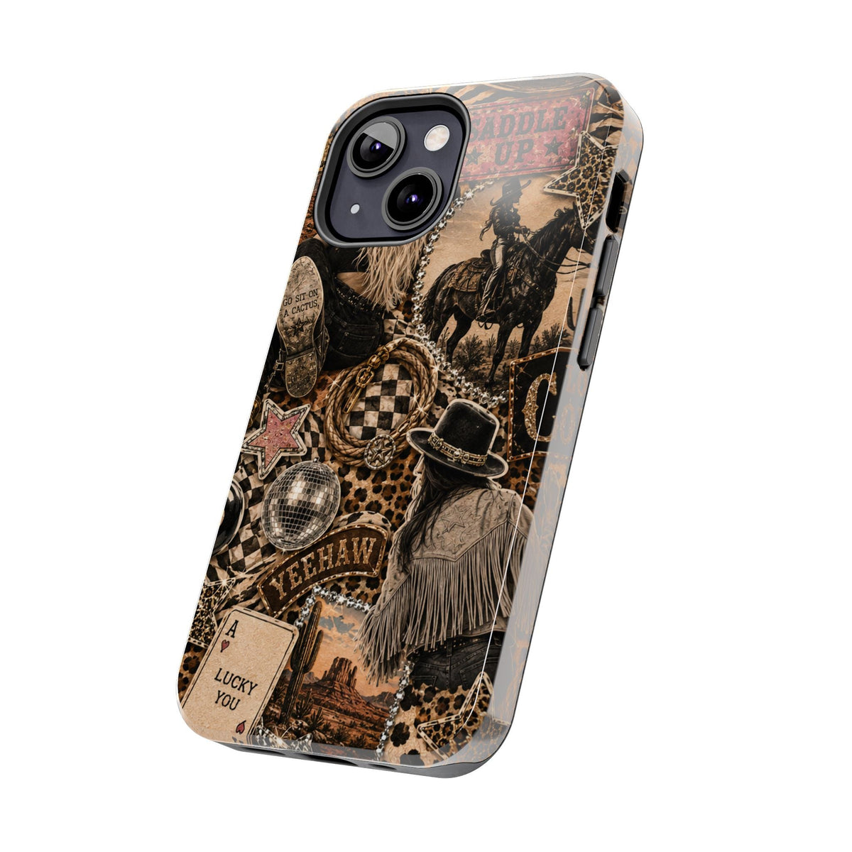 Western Collage Tough Phone Case — Cowboy Rodeo Lucky You Design