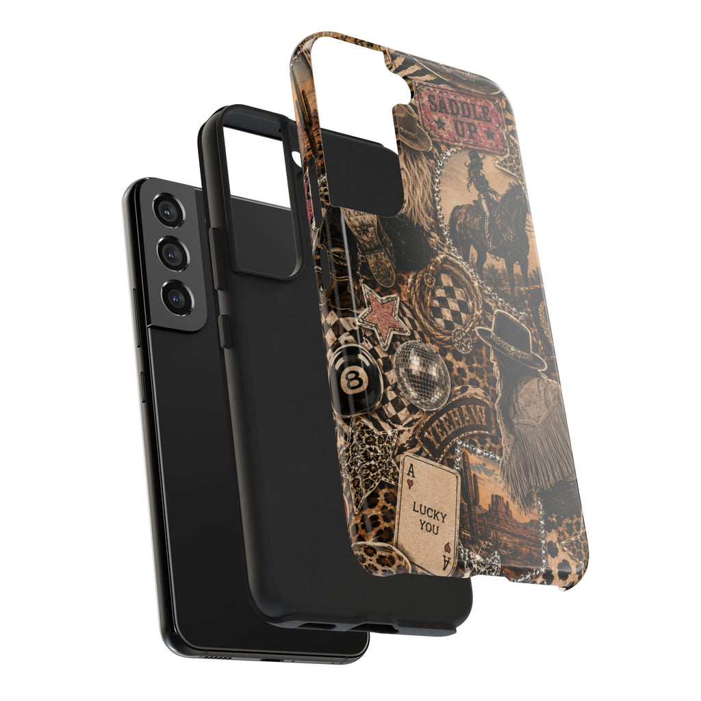 Western Collage Tough Phone Case — Cowboy Rodeo Lucky You Design
