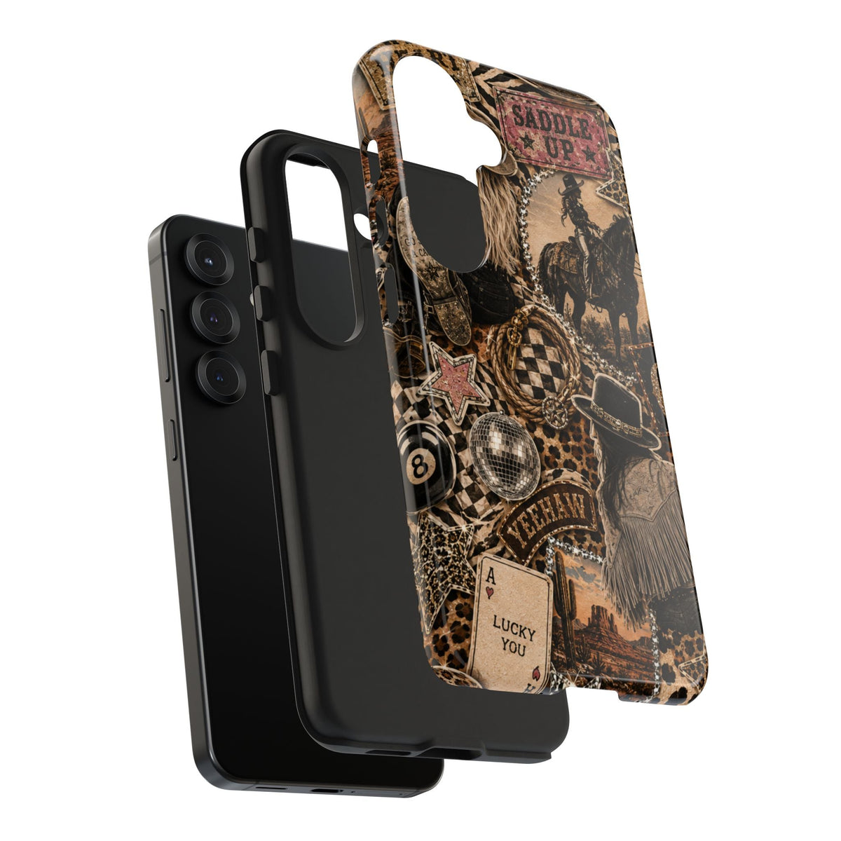 Western Collage Tough Phone Case — Cowboy Rodeo Lucky You Design