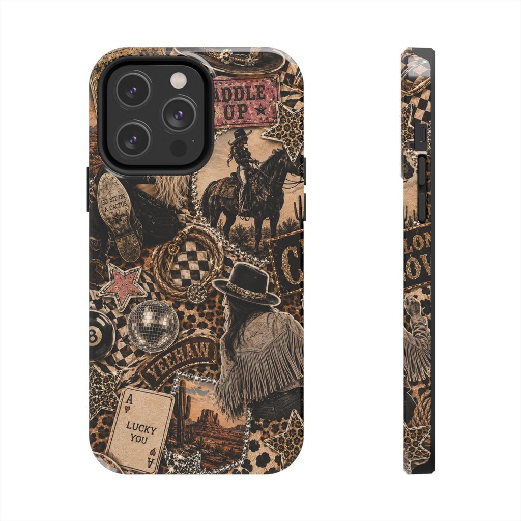 Western Collage Tough Phone Case — Cowboy Rodeo Lucky You Design