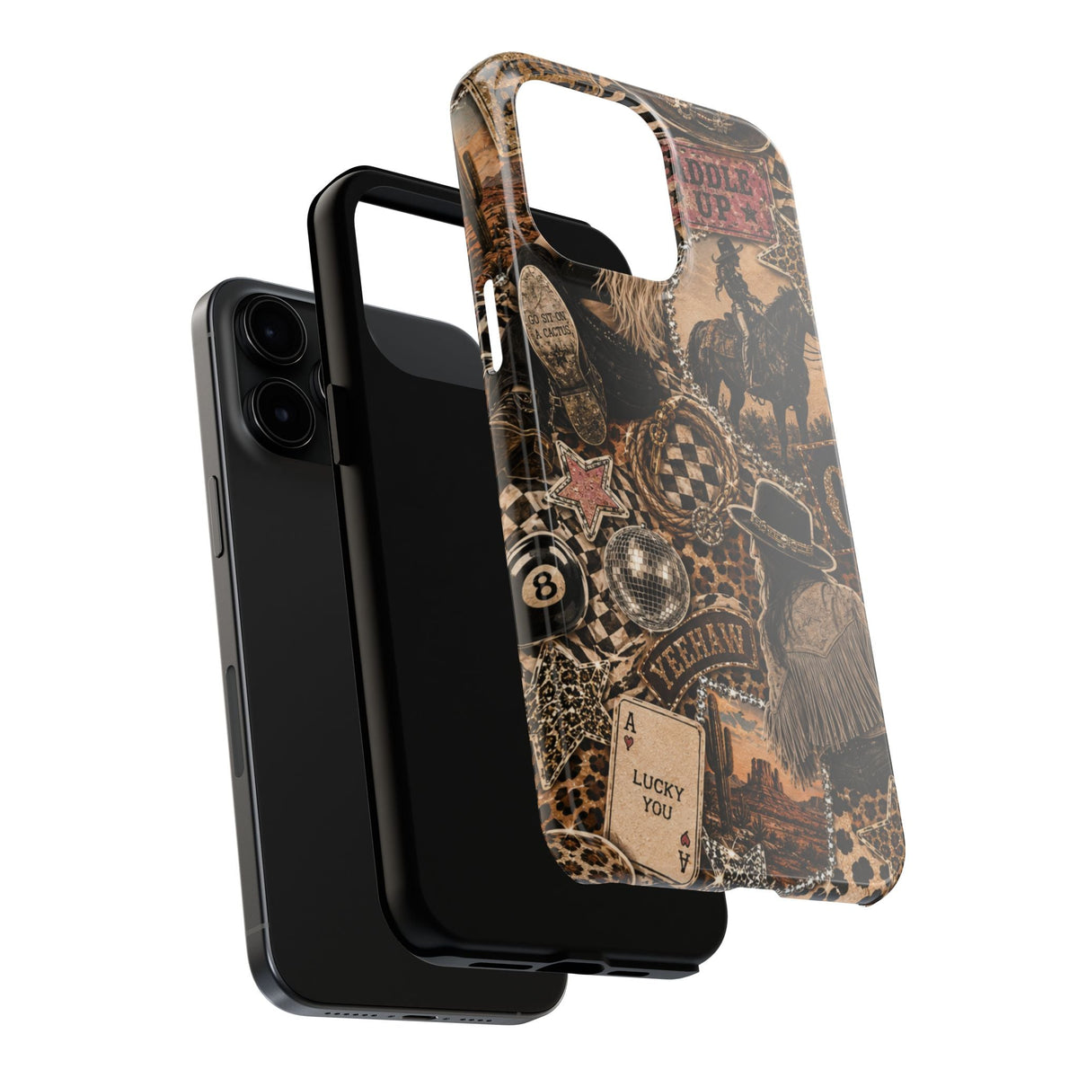 Western Collage Tough Phone Case — Cowboy Rodeo Lucky You Design