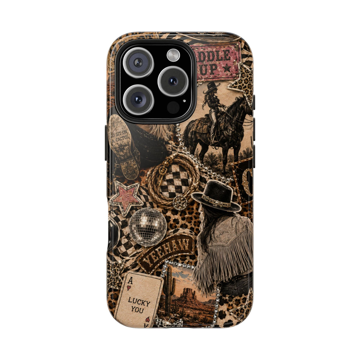 Western Collage Tough Phone Case — Cowboy Rodeo Lucky You Design