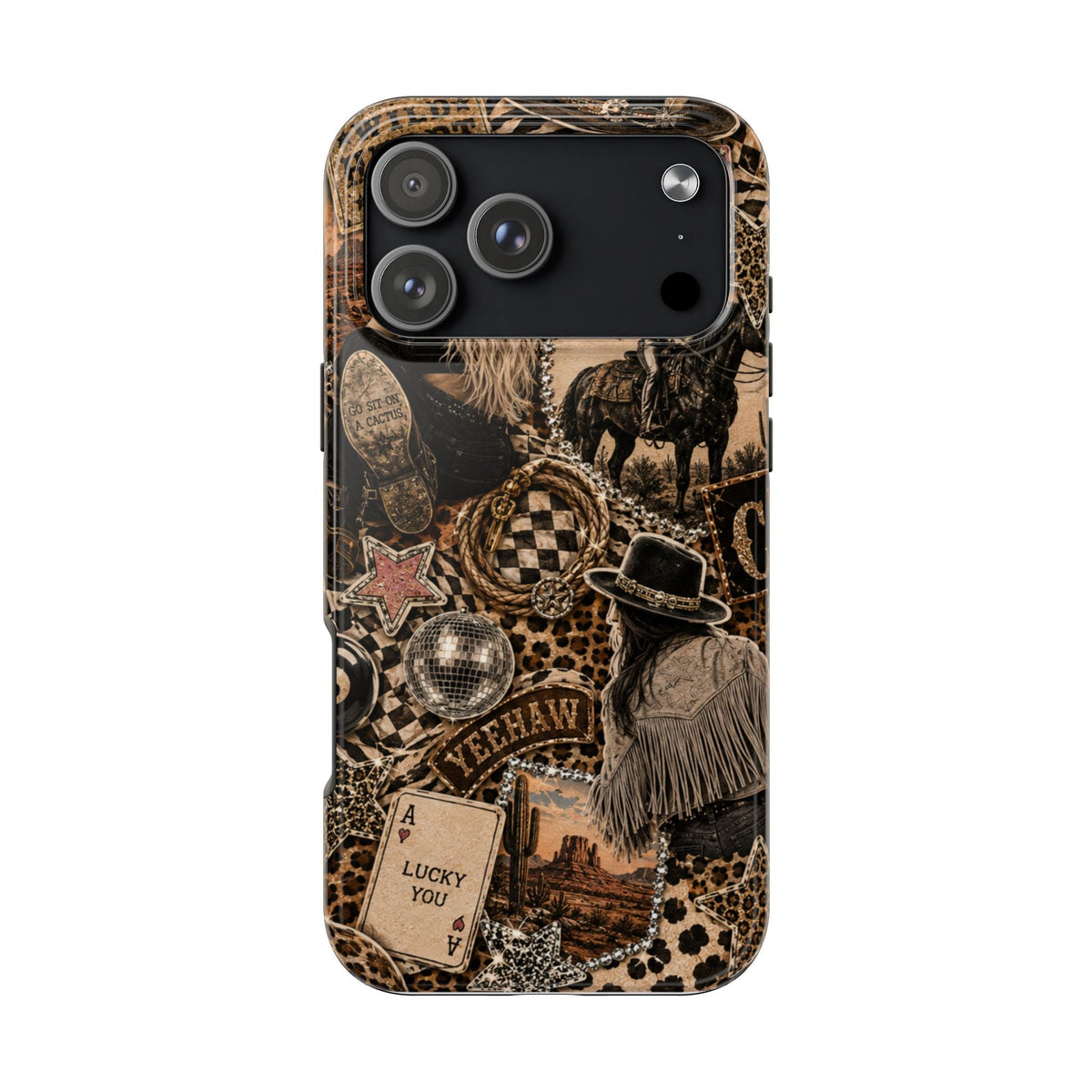 Western Collage Tough Phone Case — Cowboy Rodeo Lucky You Design