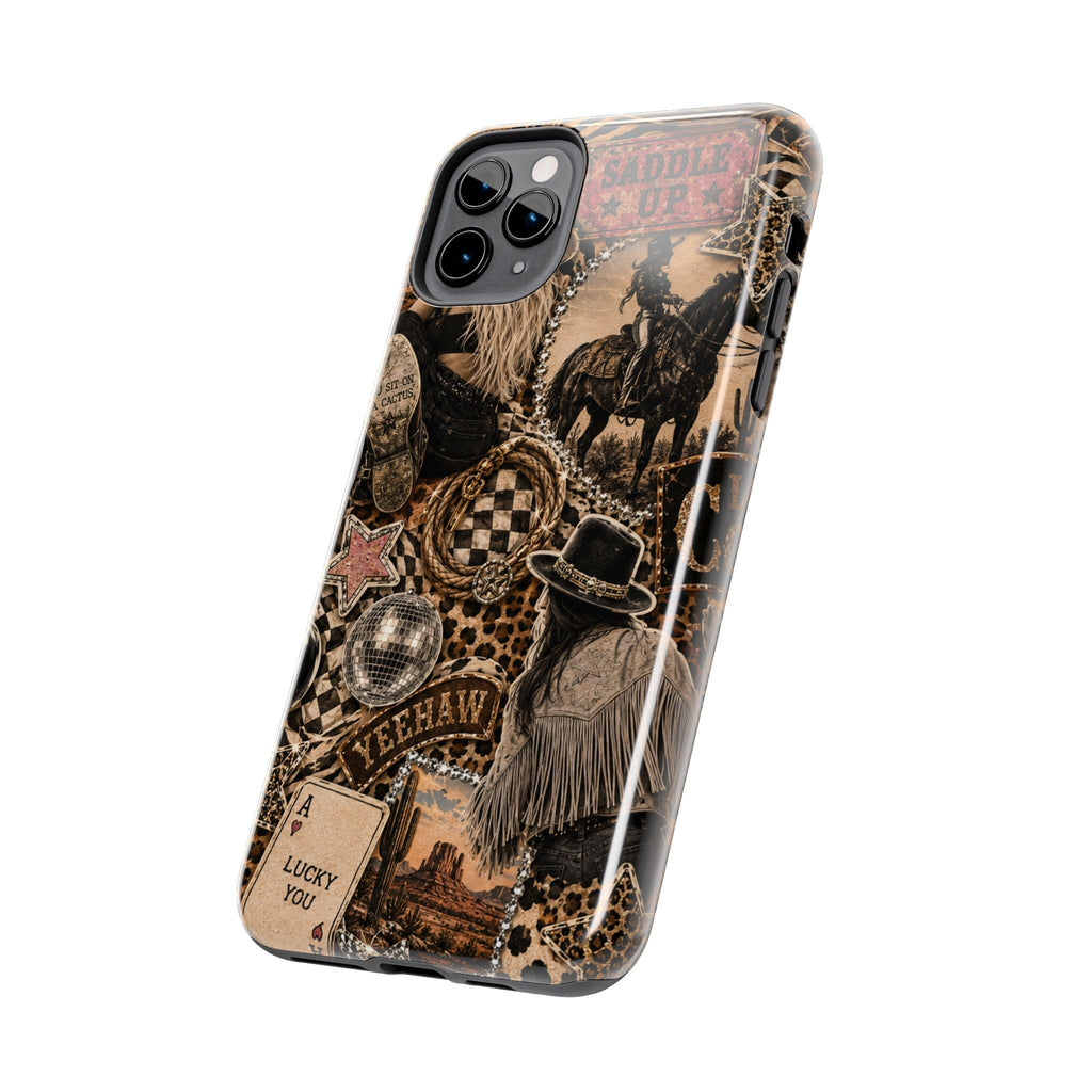 Western Collage Tough Phone Case — Cowboy Rodeo Lucky You Design