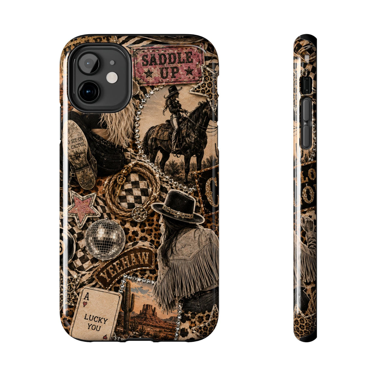 Western Collage Tough Phone Case — Cowboy Rodeo Lucky You Design