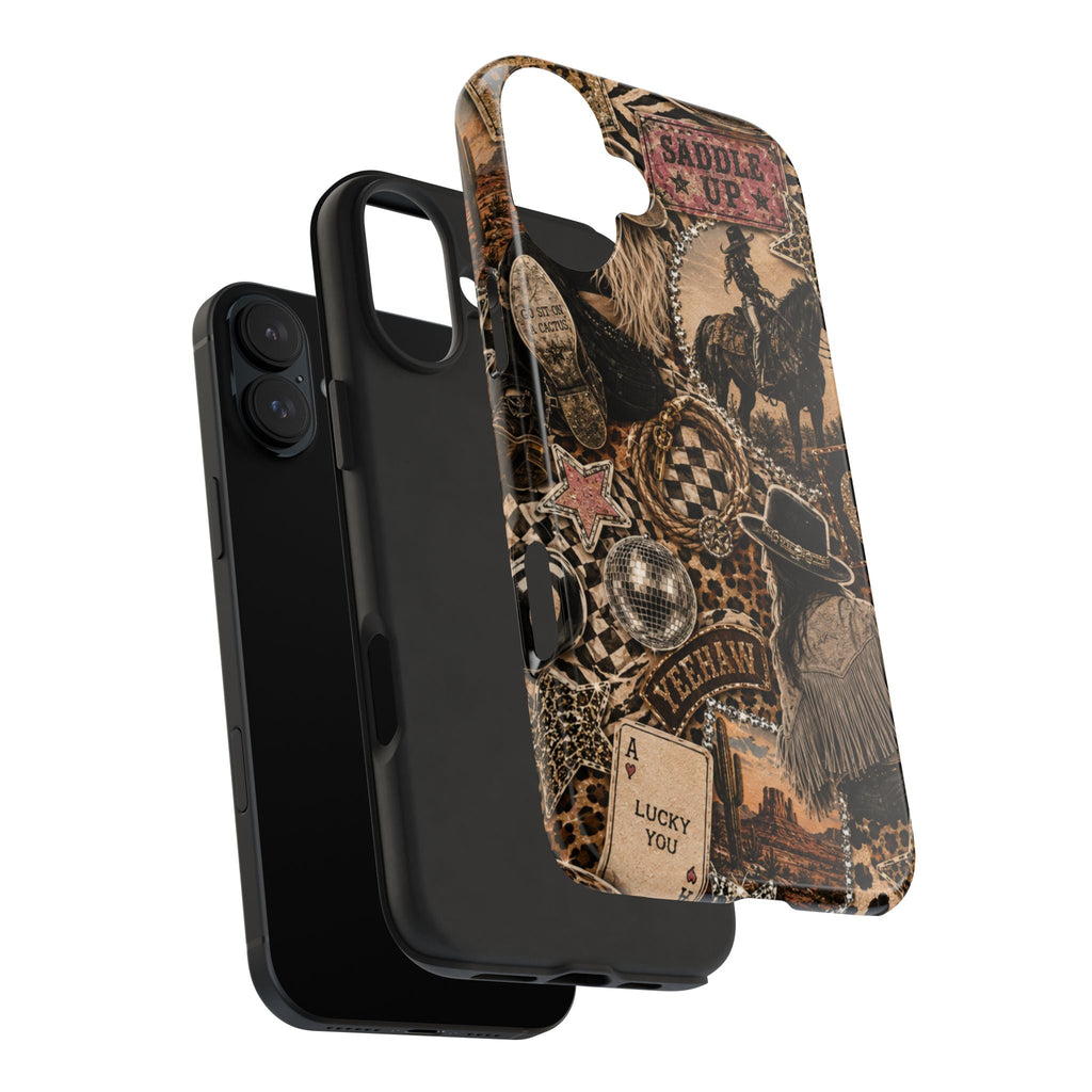 Western Collage Tough Phone Case — Cowboy Rodeo Lucky You Design