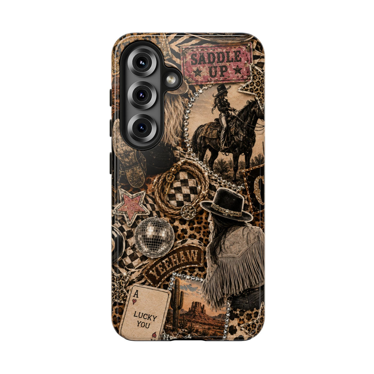 Western Collage Tough Phone Case — Cowboy Rodeo Lucky You Design