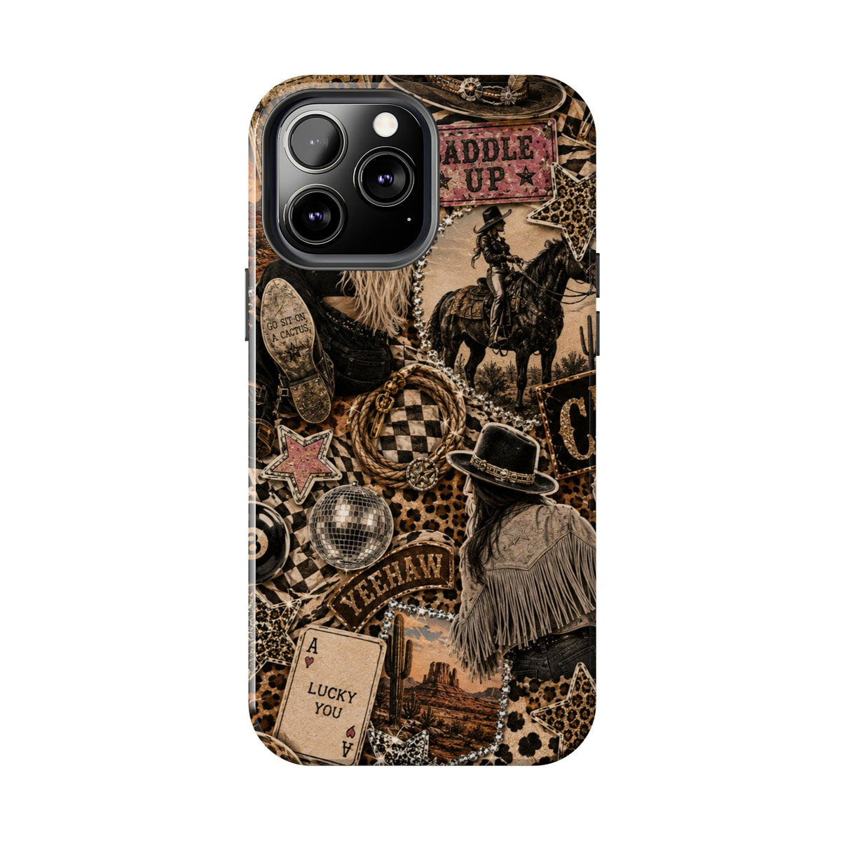 Western Collage Tough Phone Case — Cowboy Rodeo Lucky You Design