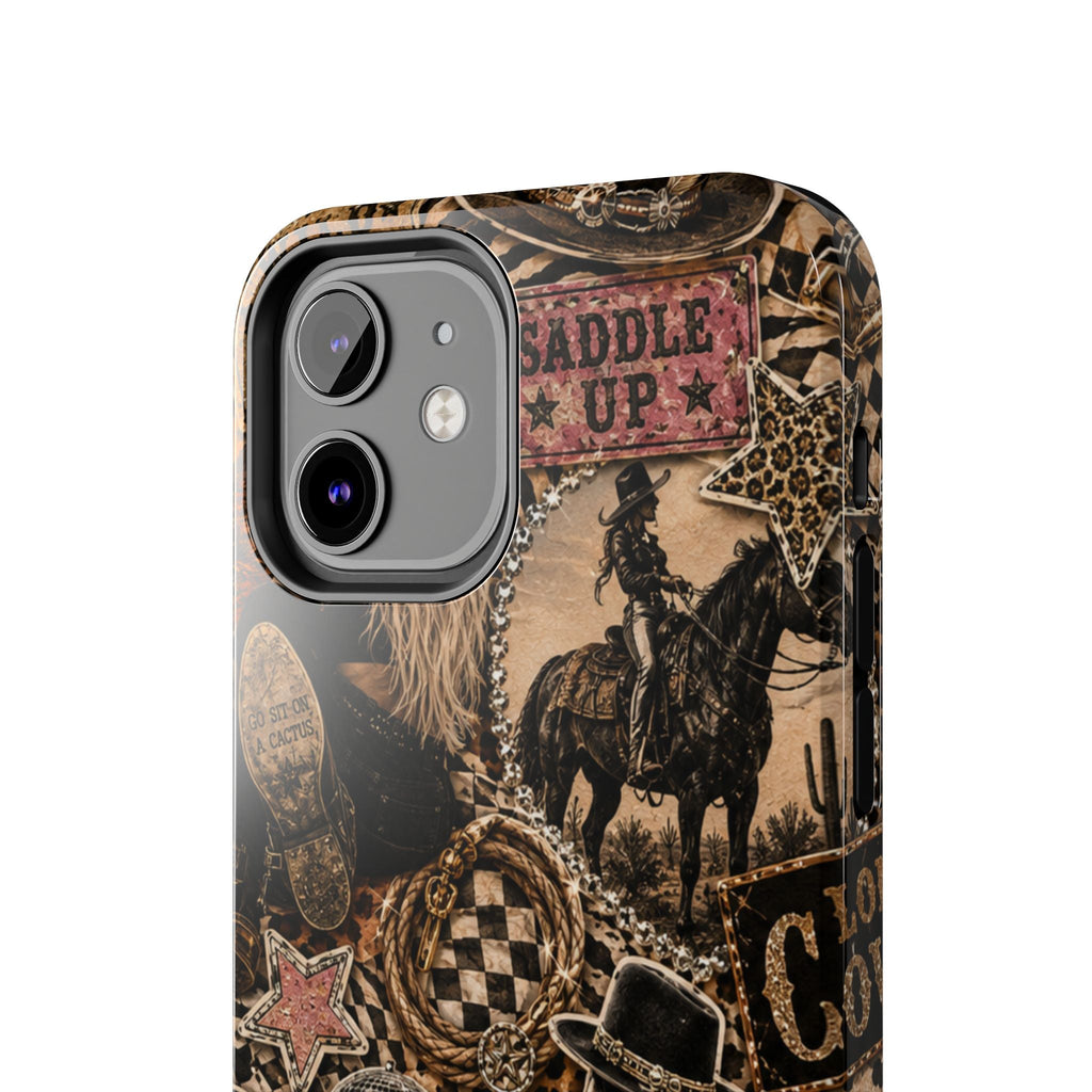 Western Collage Tough Phone Case — Cowboy Rodeo Lucky You Design