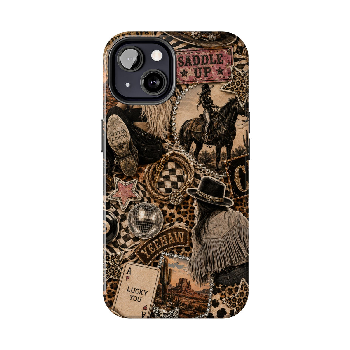 Western Collage Tough Phone Case — Cowboy Rodeo Lucky You Design