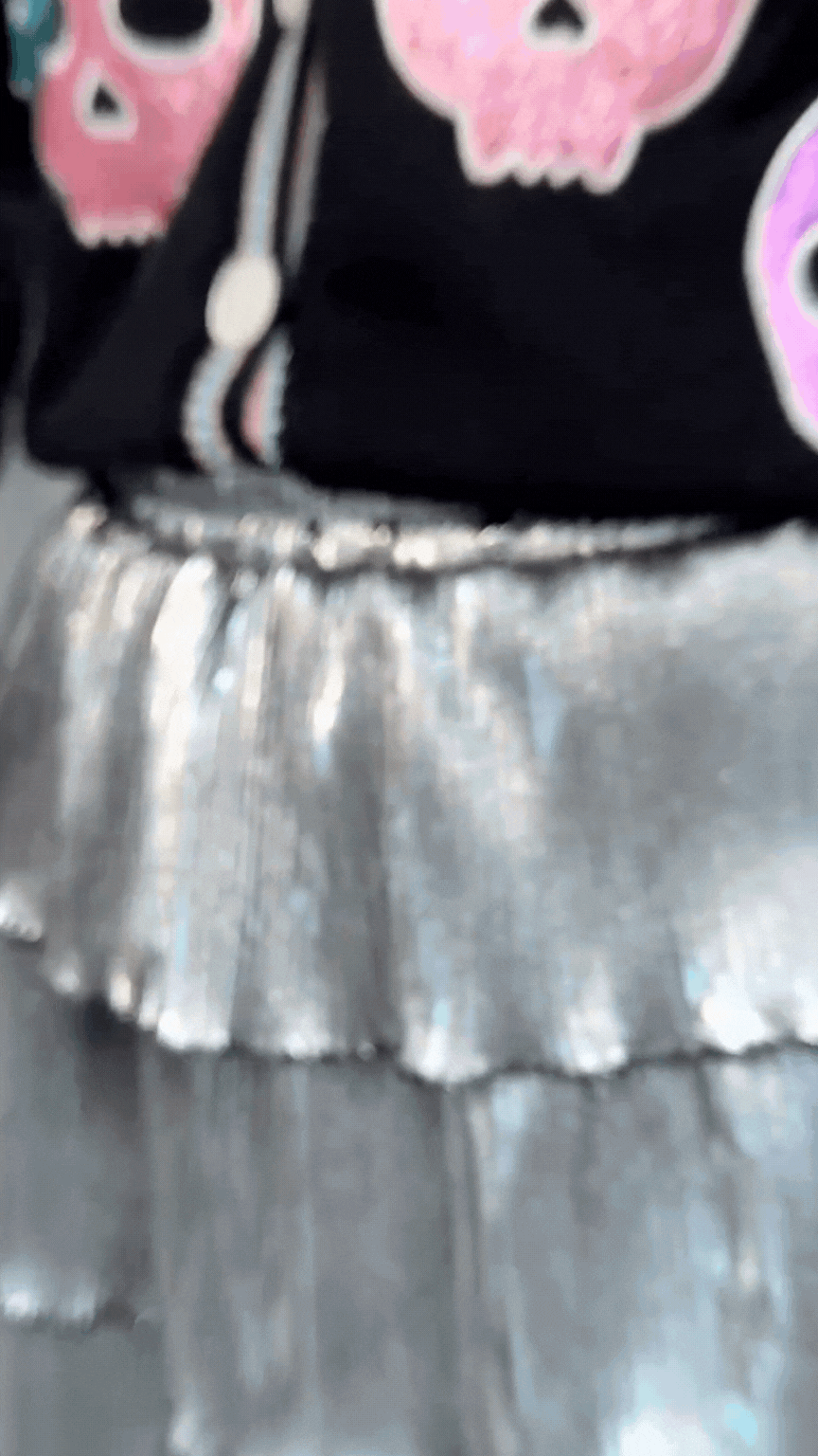 Silver Shimmer Ruffle Skort