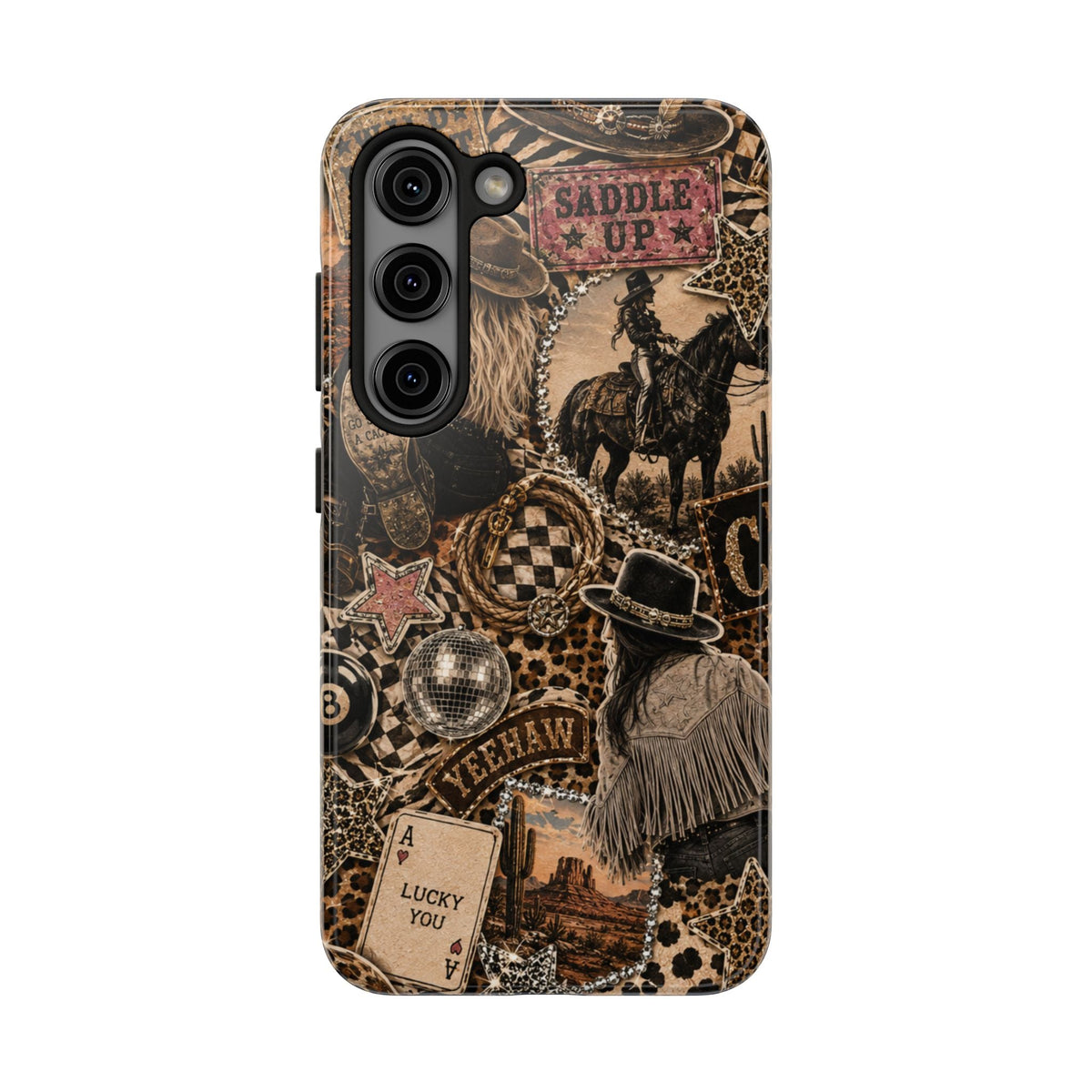 Western Collage Tough Phone Case — Cowboy Rodeo Lucky You Design