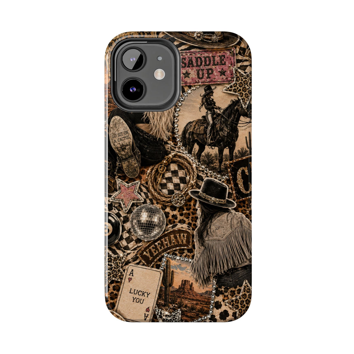 Western Collage Tough Phone Case — Cowboy Rodeo Lucky You Design