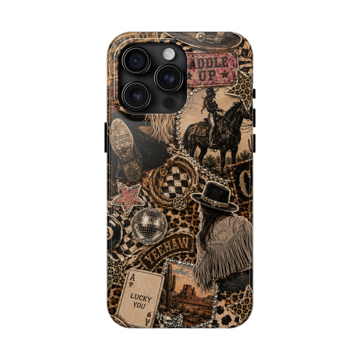 Western Collage Tough Phone Case — Cowboy Rodeo Lucky You Design