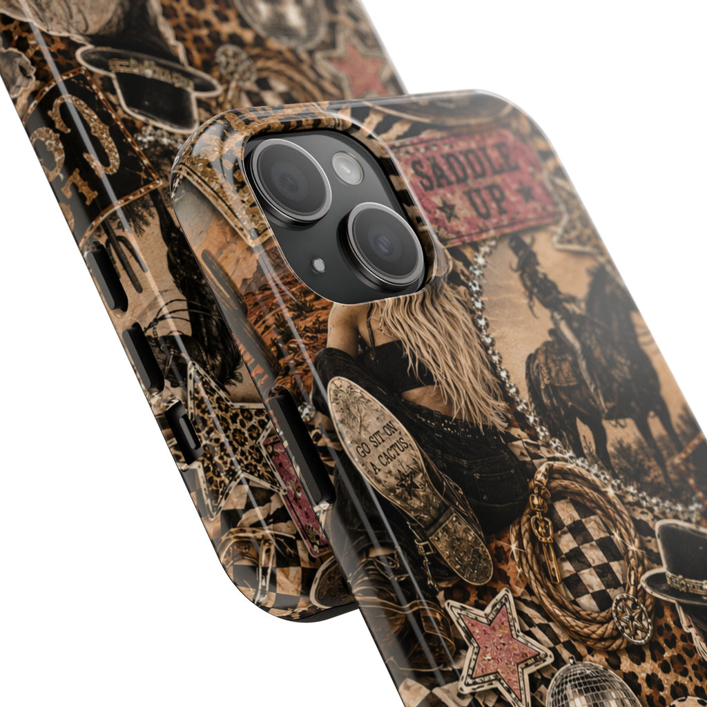 Western Collage Tough Phone Case — Cowboy Rodeo Lucky You Design