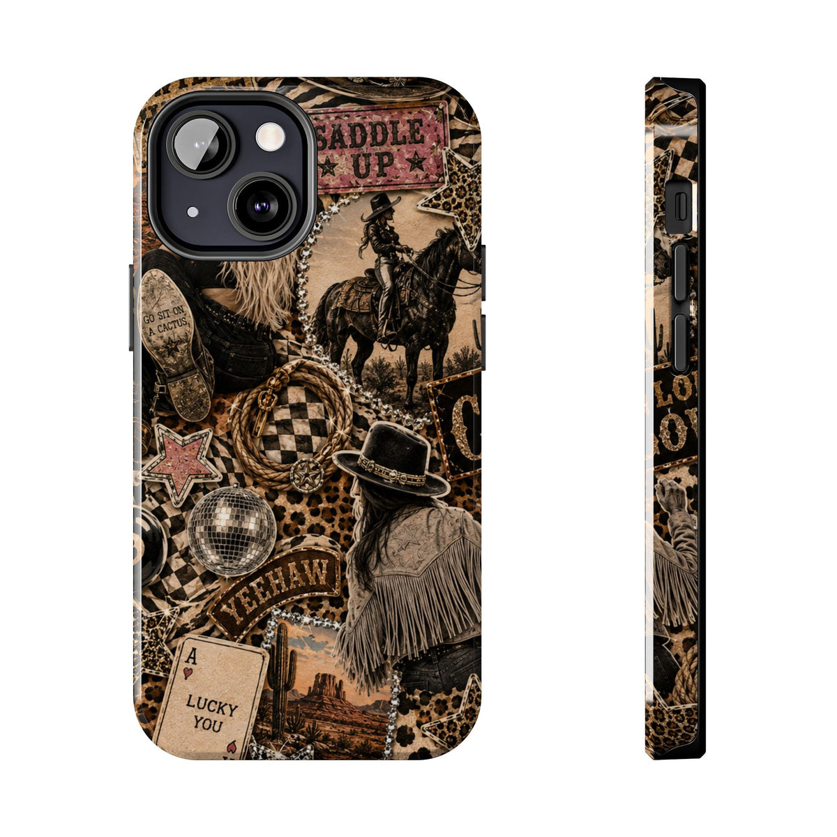 Western Collage Tough Phone Case — Cowboy Rodeo Lucky You Design
