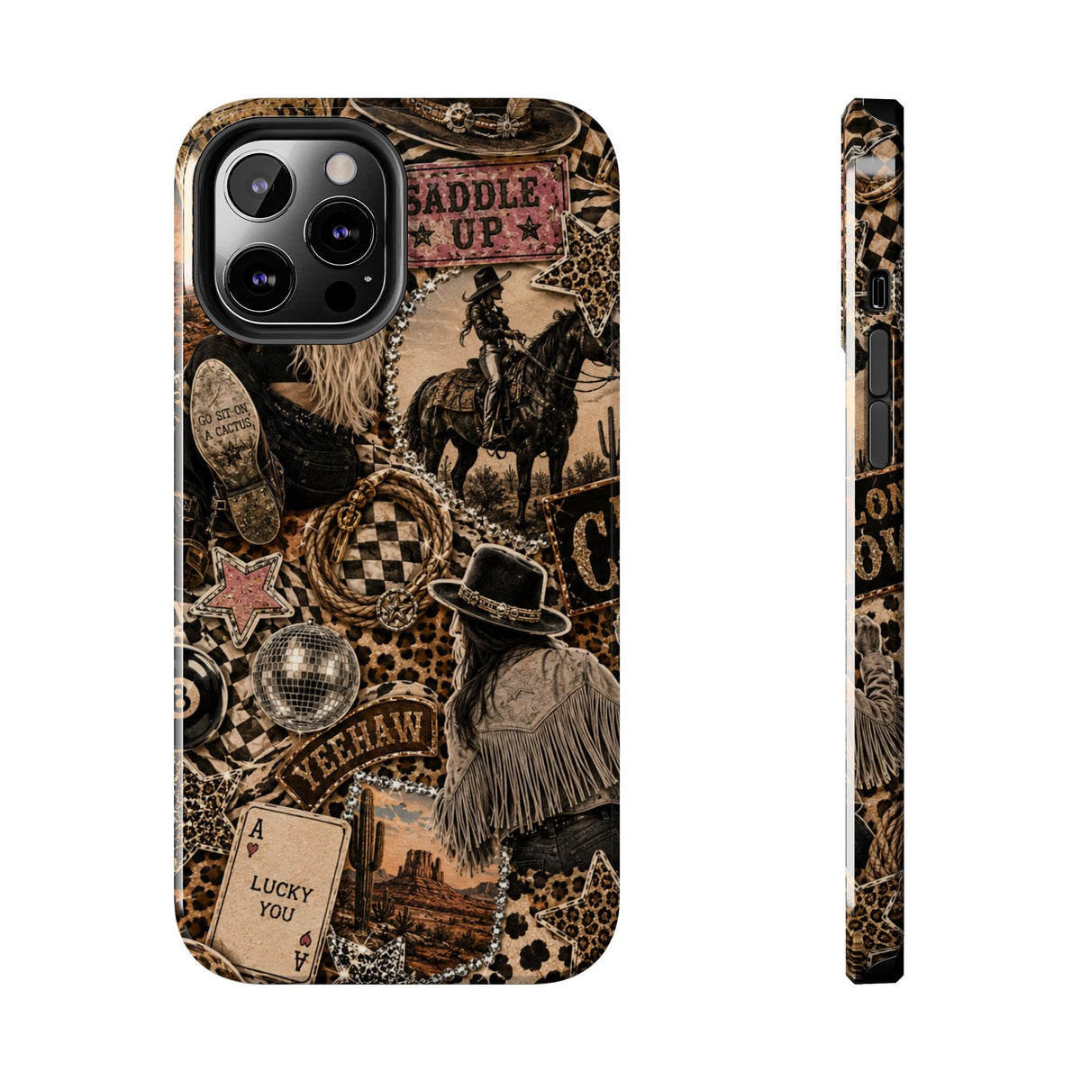 Western Collage Tough Phone Case — Cowboy Rodeo Lucky You Design