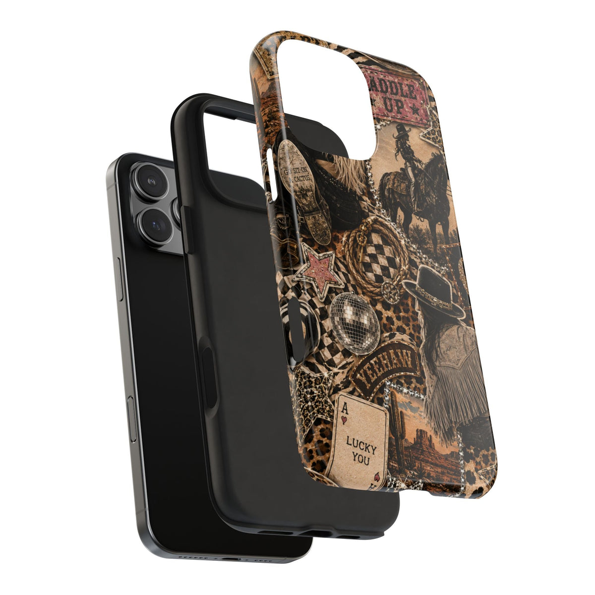 Western Collage Tough Phone Case — Cowboy Rodeo Lucky You Design