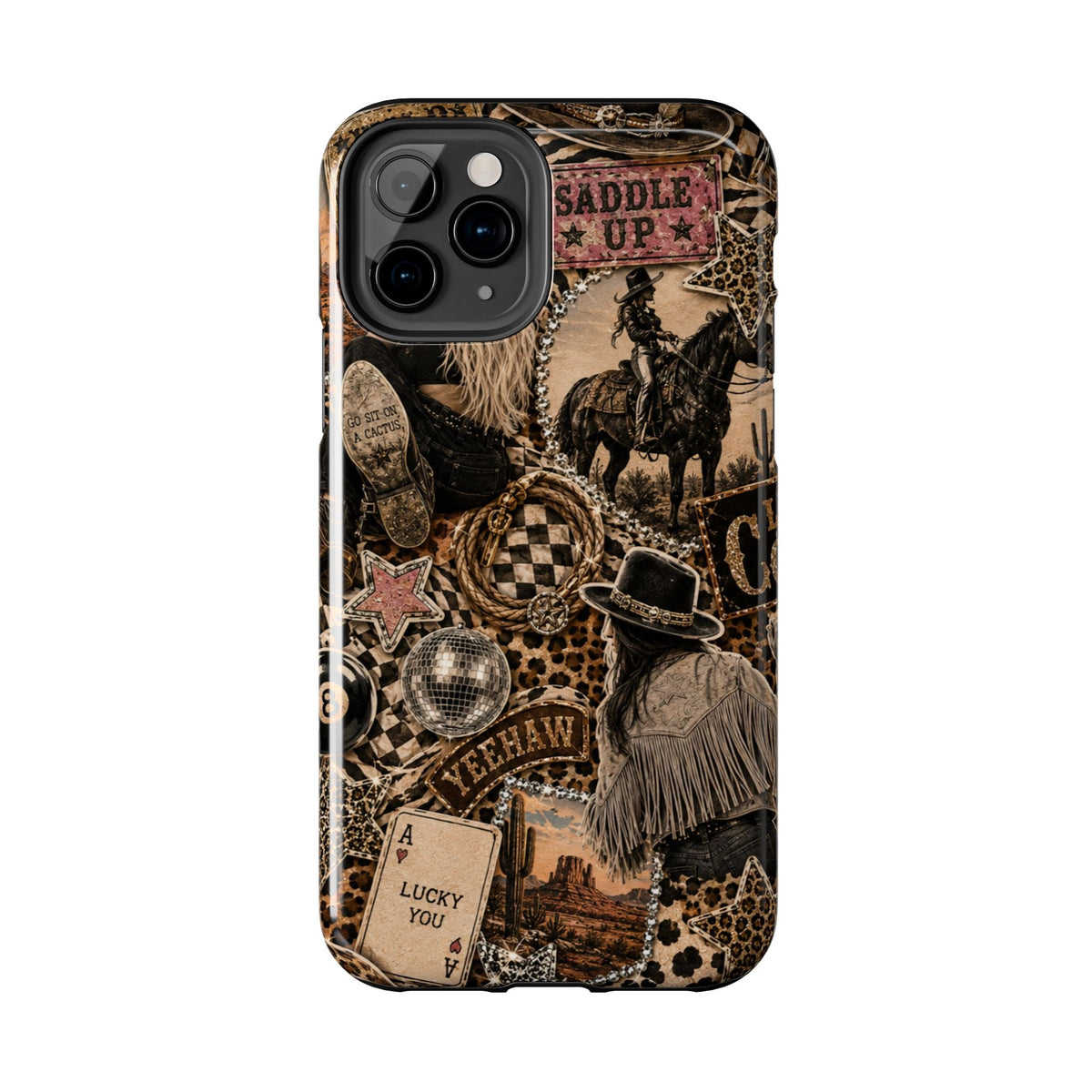 Western Collage Tough Phone Case — Cowboy Rodeo Lucky You Design