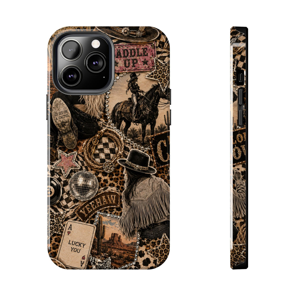 Western Collage Tough Phone Case — Cowboy Rodeo Lucky You Design