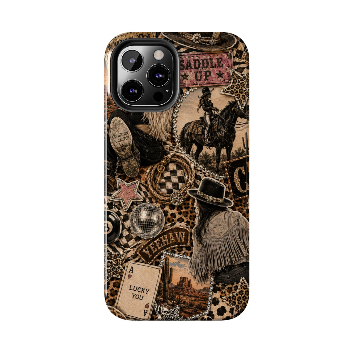 Western Collage Tough Phone Case — Cowboy Rodeo Lucky You Design