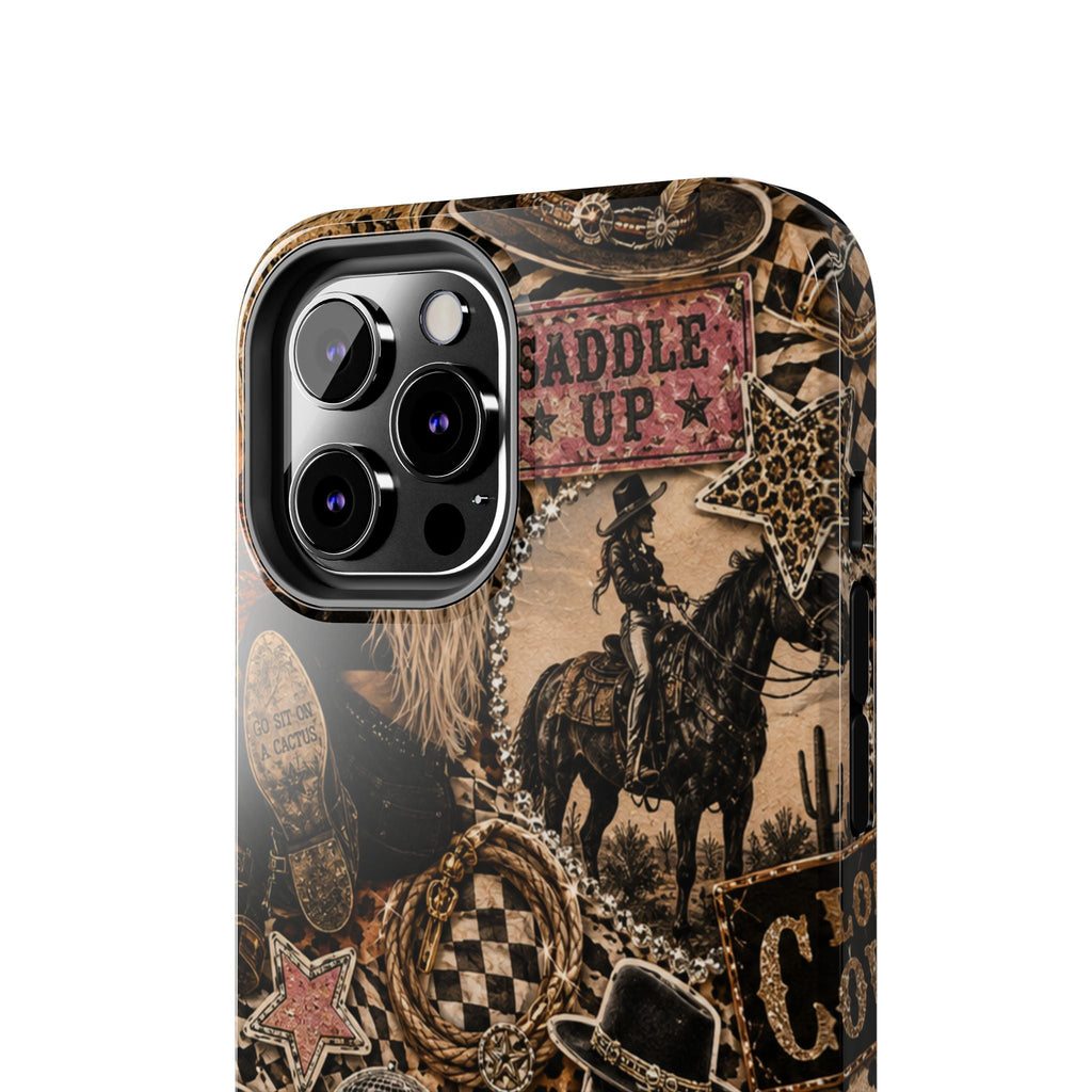 Western Collage Tough Phone Case — Cowboy Rodeo Lucky You Design