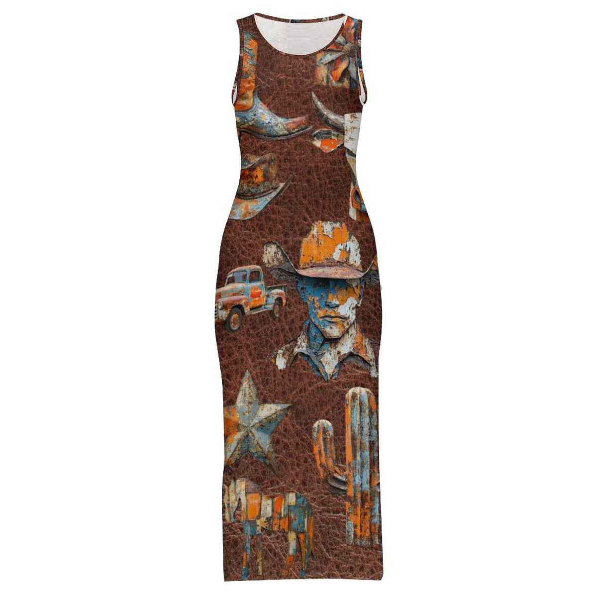 Baha Ranch Cowboy Treasures Bodycon Maxi Dress