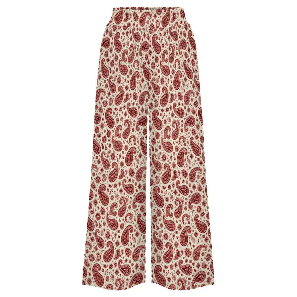 Baha Ranch Cream with Red Paisley Bandana Wide Leg Pants