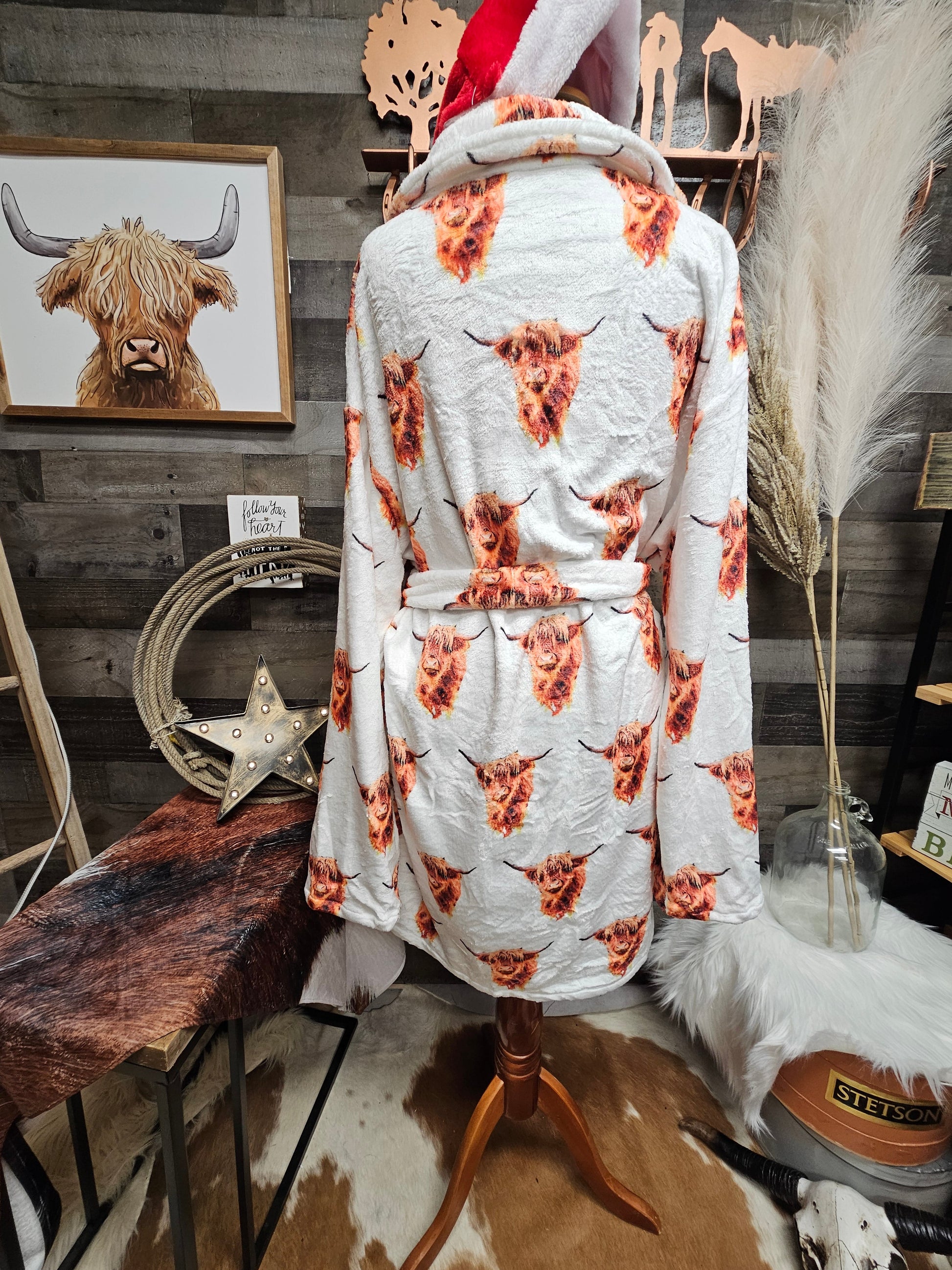 Baha Ranch Highland Cow Women's Western Bath Robe