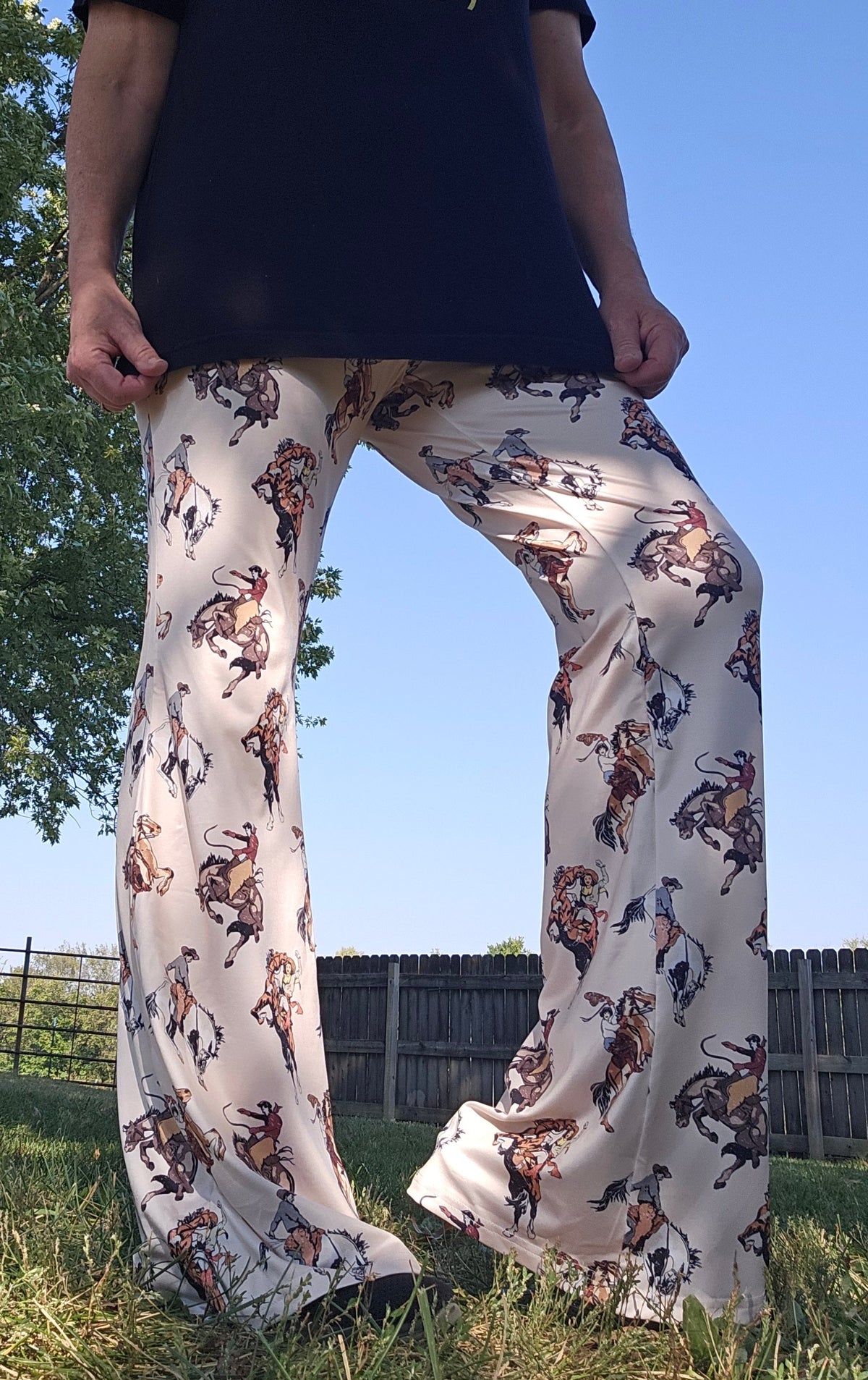 Baha Ranch Vintage Rodeo Cowgirl Flare Pants