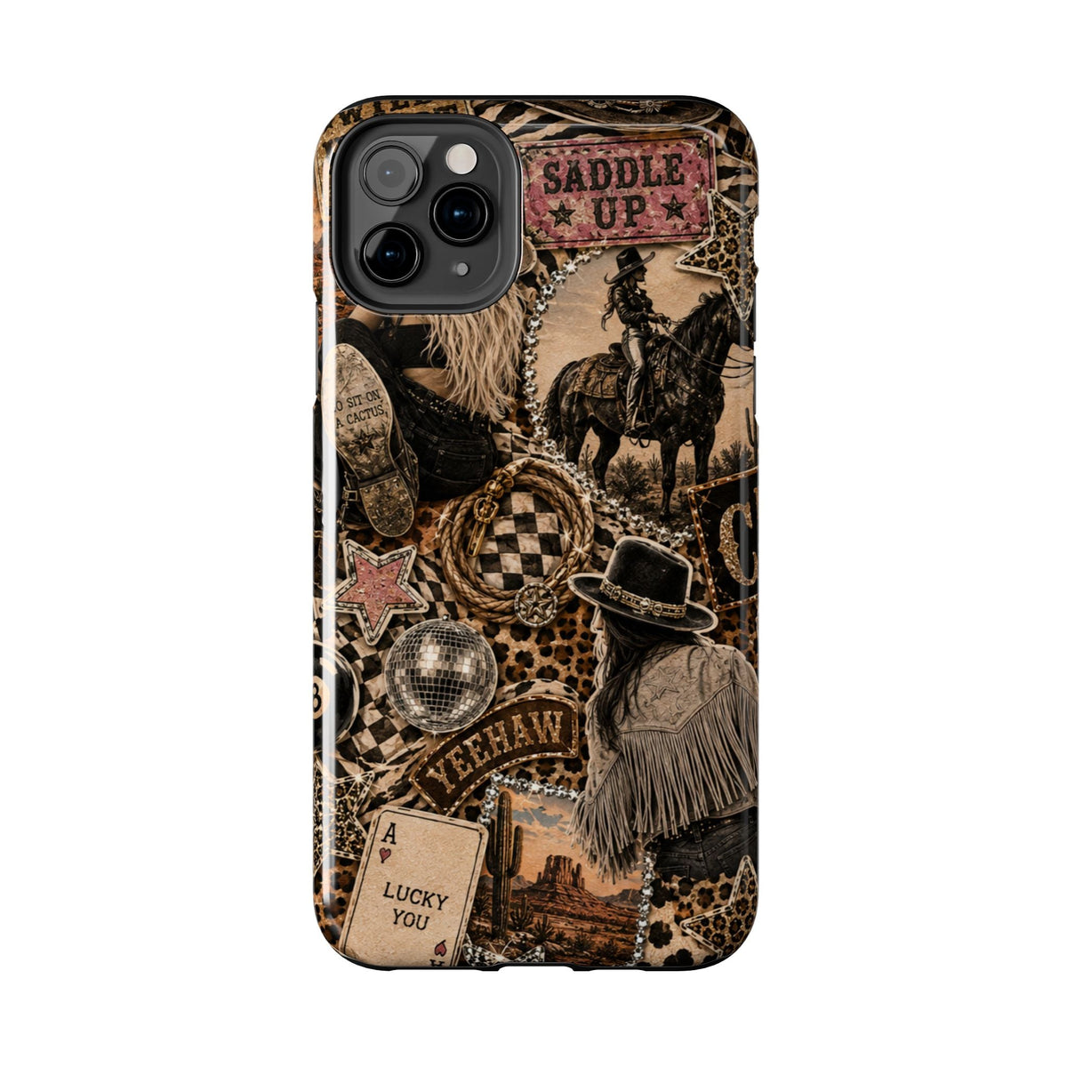 Western Collage Tough Phone Case — Cowboy Rodeo Lucky You Design