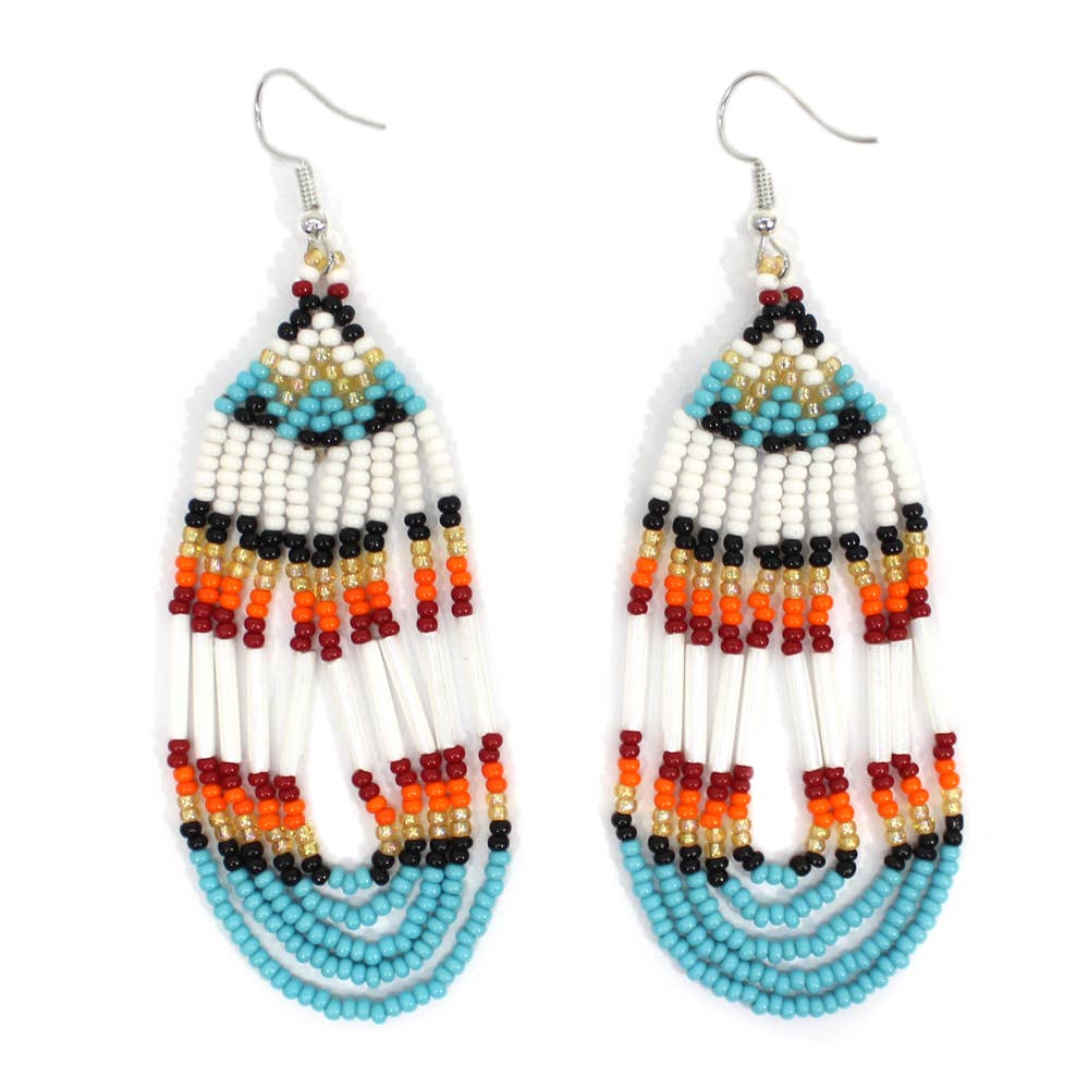 Cyan Blue/Red Loop Earrings