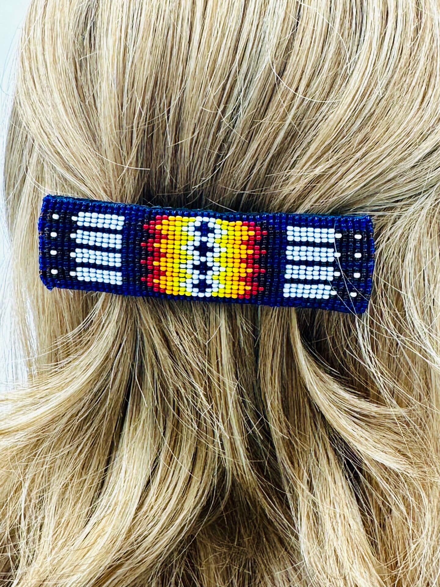 Deep Blue Fire Barrette
