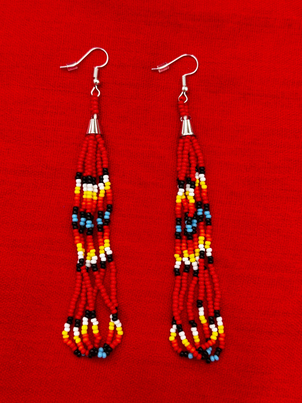 Red long hook earrings