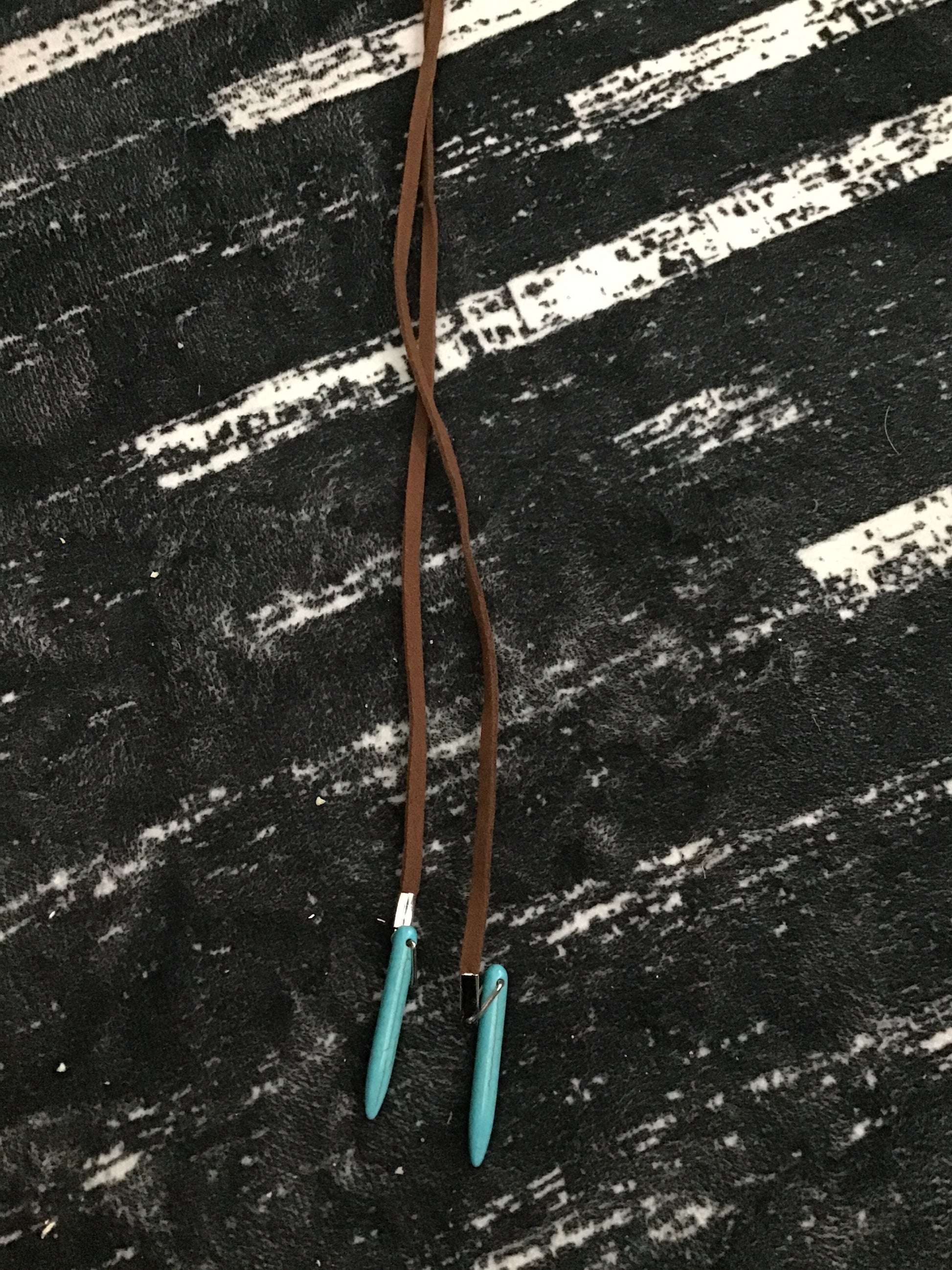 Turquoise leather string necklace