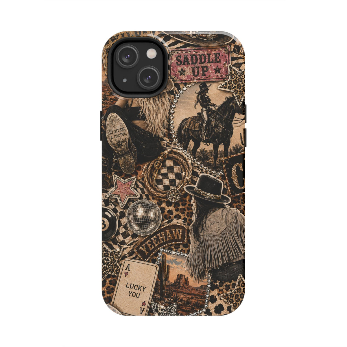 Western Collage Tough Phone Case — Cowboy Rodeo Lucky You Design