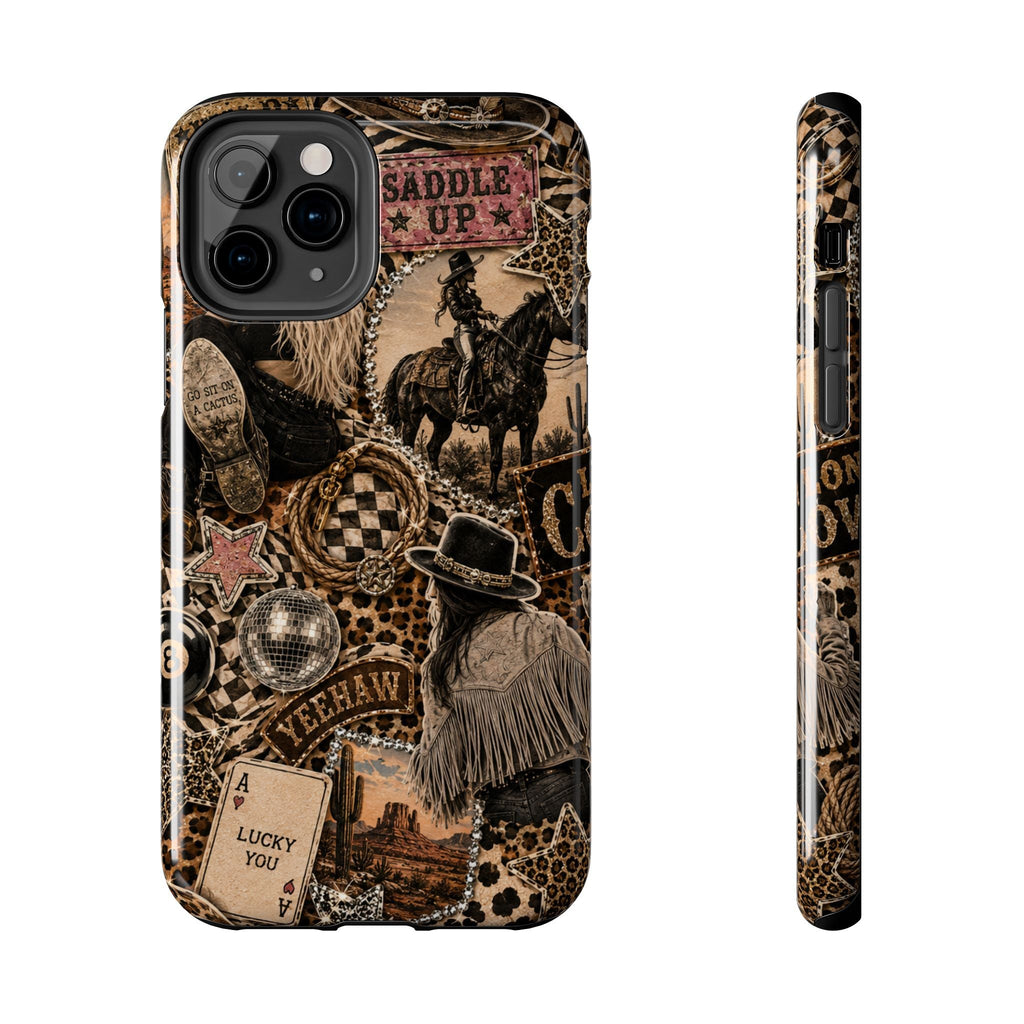 Western Collage Tough Phone Case — Cowboy Rodeo Lucky You Design