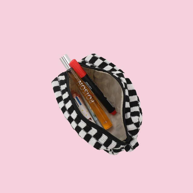 Checkerboard Knit Cosmetic Bag