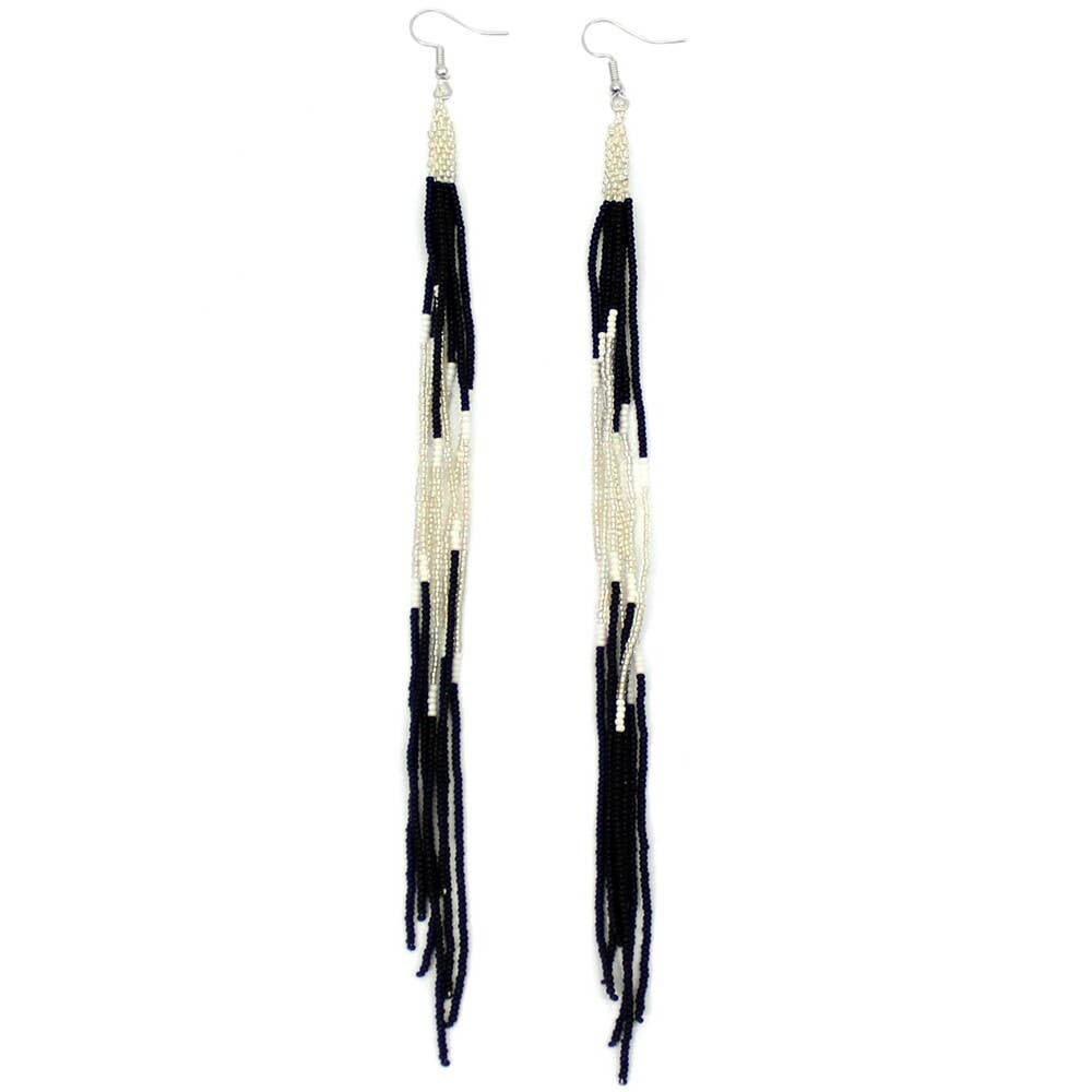 Black/Silver Tassel Earrings